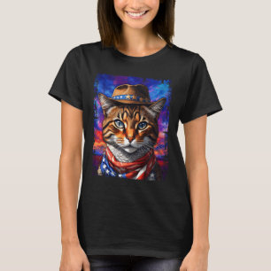 Retro Cat Usa American Flag Kitten Kitty Lover 4. T-Shirt