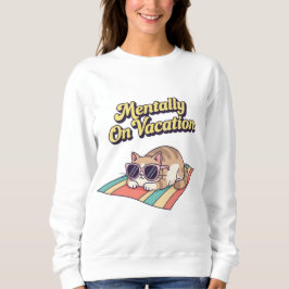 Retro Cat Vacation Brain Women’s Sweatshirt