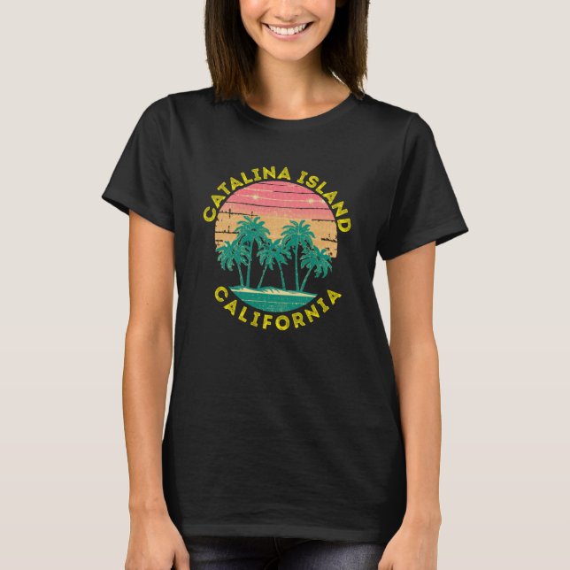 Retro Catalina Island Vacation Souvenir Palm Tree T-Shirt (Vorderseite)