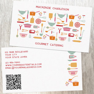 Retro-Catering-Bäckerei QR-Code Visitenkarte