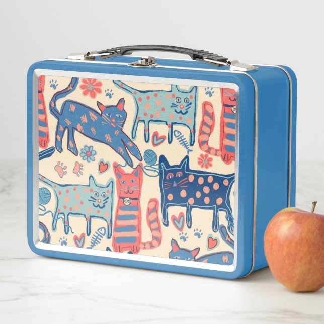 Retro Cats Print Metall Brotdose (Beispiel)