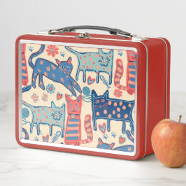 Retro Cats Print Metall Brotdose