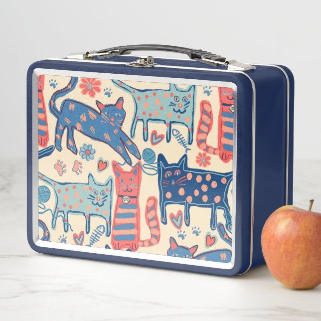 Retro Cats Print Metall Brotdose (Beispiel)