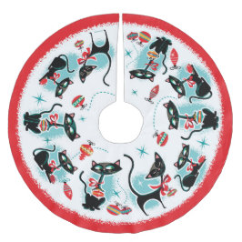 Retro Cats Weihnachten Polyester Weihnachtsbaumdecke