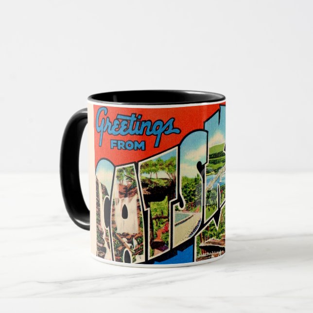 Retro Catskill-Berge  Tasse (Vorderseite Links)