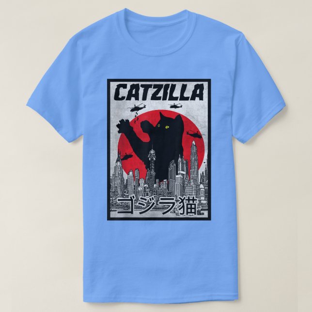 Retro Catzilla Cat Monster  T-Shirt (Design vorne)