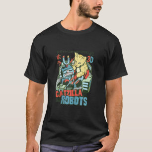 Retro Catzilla Vs Die Roboter Japanische 80er 90e T-Shirt