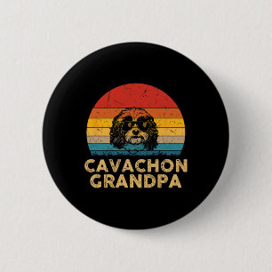 Retro Cavachon Grandpa Dog Lover Paw Vater Vathers Button