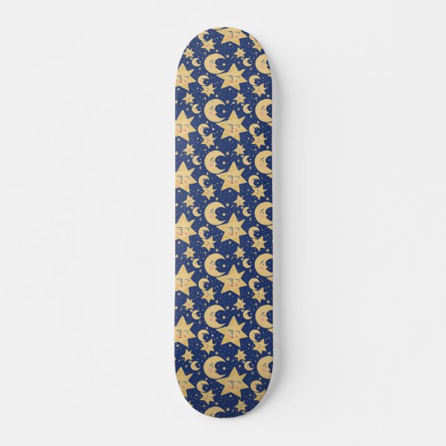 Retro Celestial Skateboard Deck Moon & Stars (Vorne)
