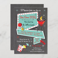 Retro Chalkboard Baby Dusche Grill Einladung