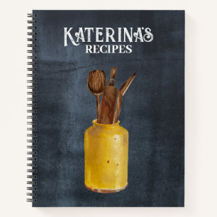 Retro Chalkboard Kitchen Utensipe Rezept Notizbuch