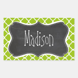 Retro Chalkboard-Look; Apple Green Quatrefolie Rechteckiger Aufkleber