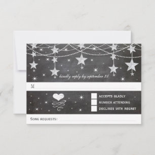 Retro Chalkboard Stars 4. Juli Hochzeit RSVP Karte