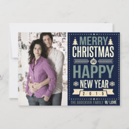 Retro Chalkboard Typografie Weihnachts-Foto Feiertagskarte