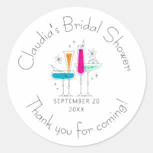 Retro Champagner Brautparty Runder Aufkleber