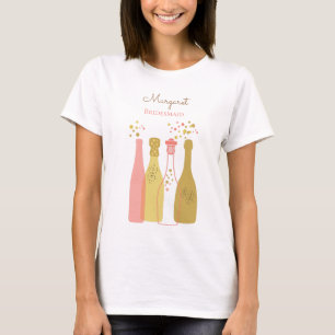 Retro-Champagner-Look - Personalisiertes Brautjung T-Shirt