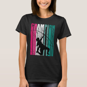 Retro Champion der Bogenschießen Silhouette farben T-Shirt