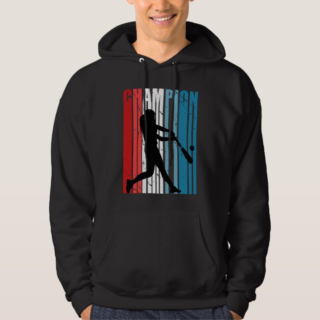 Retro Champion Of Baseball Silhouette Colorful Tea Hoodie (Vorderseite)