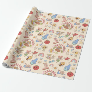 Retro-Charakter-Muster-Wrap-Papier Geschenkpapier