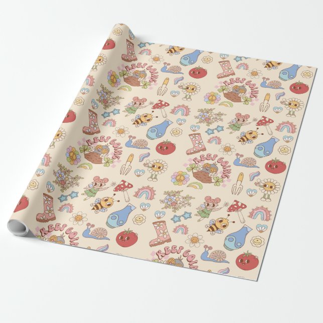Retro-Charakter-Muster-Wrap-Papier Geschenkpapier (Ungerollt)