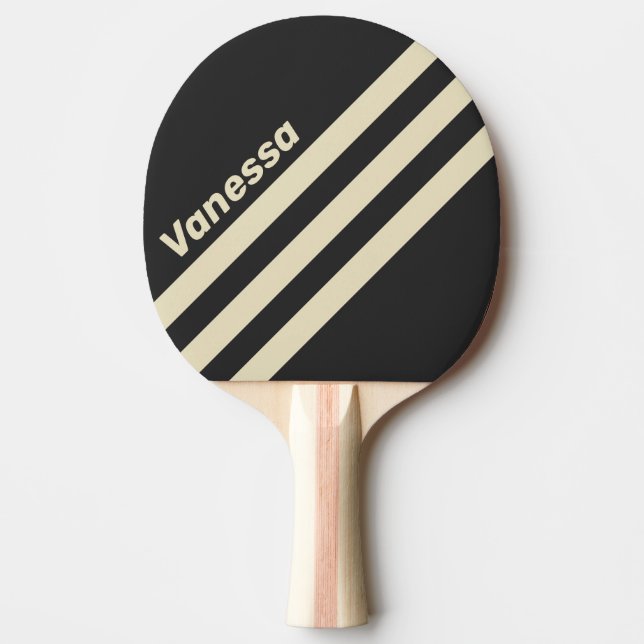 Retro Charcoal Three Angled Striping with Name Tischtennis Schläger (Vorderseite)