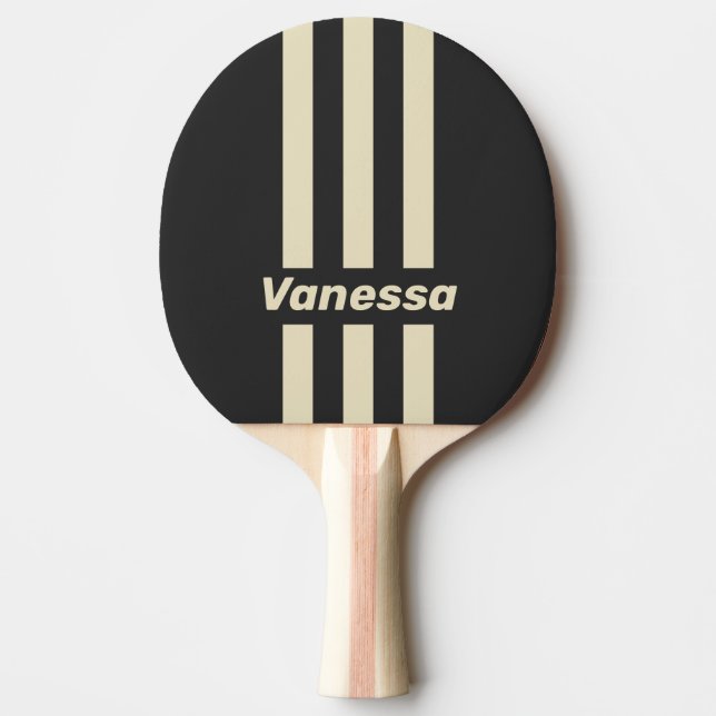 Retro Charcoal Three Pin Stripes with Name Tischtennis Schläger (Vorderseite)