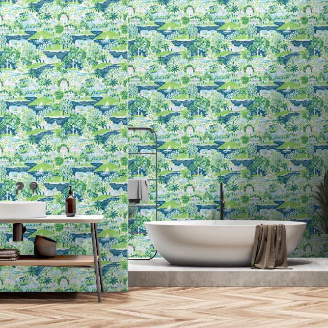 Retro Charleston Sommer Muster   Tapete (Badezimmer)