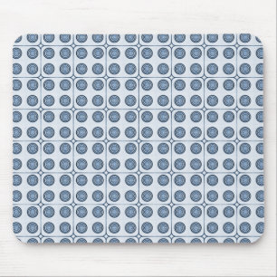 Retro Charm Circles Mousepad, Navy Blue Mousepad