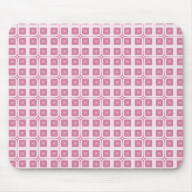 Retro Charm Squares Mousepad, Magenta Mousepad (Vorne)