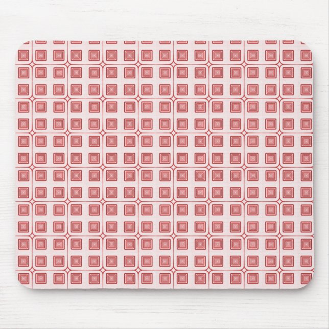 Retro Charm Squares Mousepad, rot Mousepad (Vorne)