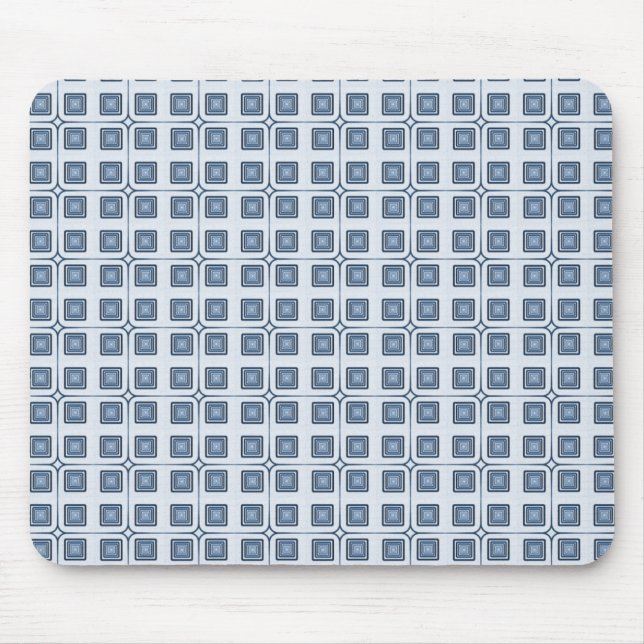 Retro Charm Squares Mousepade, Navy Blue Mousepad (Vorne)