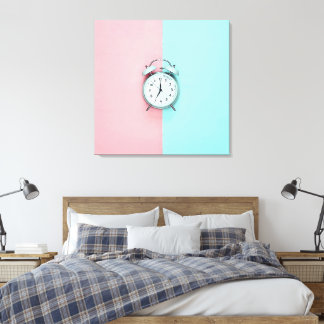 Retro charme hellblaue Wecker auf Pink & Aquamarin Leinwanddruck