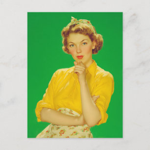 Retro Charme Selbstbewusste Frau Postkarte