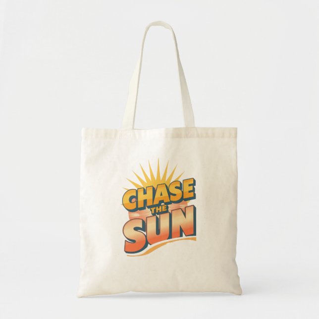 Retro "Chase the Sun" Summer Quote Tragetasche (Vorne)