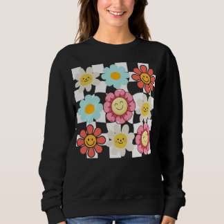 Retro Checked Daisy-Blume Sweatshirt