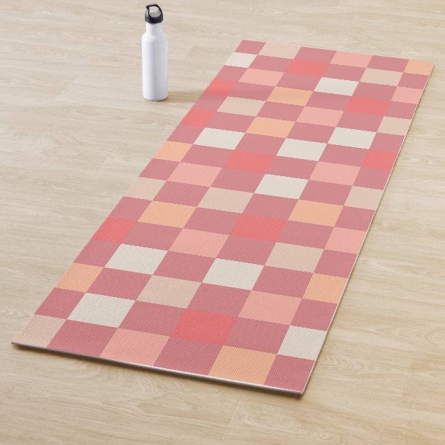 Retro Checked Danish Pastel Pink Blush Checked Yogamatte (Beispiel)