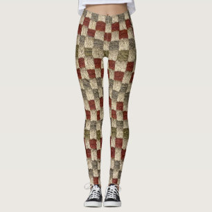 Retro Checked Potholder Design Leggings