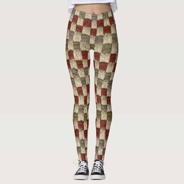 Retro Checked Potholder Design Leggings (Vorderseite)