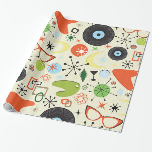 Retro Checker 50er Jahre Geburtstagsfeier Thema Geschenkpapier