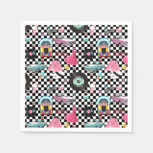 Retro-Checker 50er-Jahre-Theme-Birthday-Party Serviette