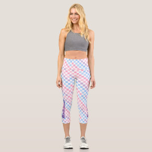 Retro Checkerboard 1990s 2000s Y2K Pastellname Capri Leggings