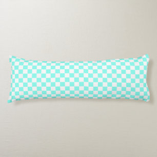 Retro-Checkerboard, Aqua & White Body Kissen