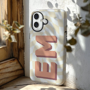Retro Checkerboard Ästhetische Monogramm iPhone 16 Hülle