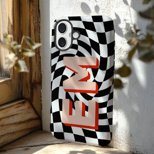 Retro Checkerboard Ästhetische Monogramm iPhone 16 Plus Hülle