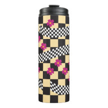 Retro-Checkerboard-Design mit Blume