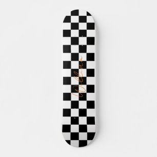 Retro Checkerboard Muster weiß und schwarz Skateboard
