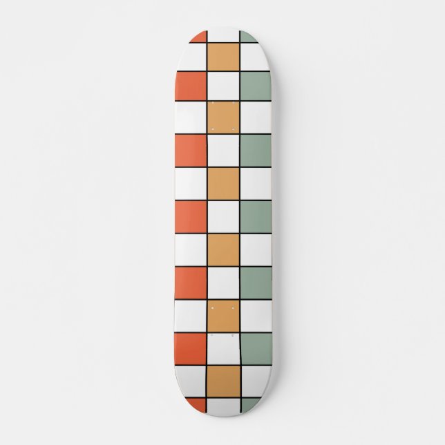 Retro Checkerboard Pattern Skateboard (Vorne)