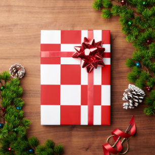 Retro Checkerboard Schachbrett Board Red Christmas Geschenkpapier