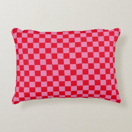 Retro Checkerboard Schachbrettmuster rosa Orange Dekokissen