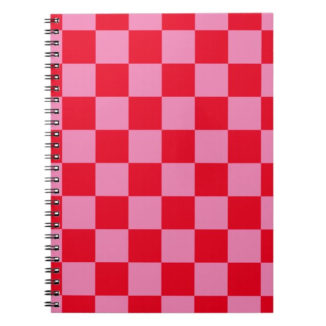 Retro Checkerboard Schachbrettmuster rosa Orange Notizblock (Vorderseite)